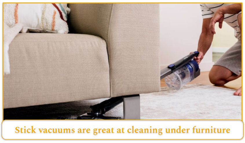 Cordless vacuum cleaning under a couch