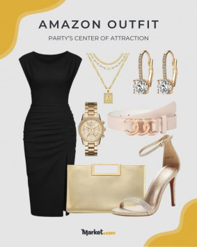Glam Black Dress Party Look-Amazon Fashion Canada Must-Have