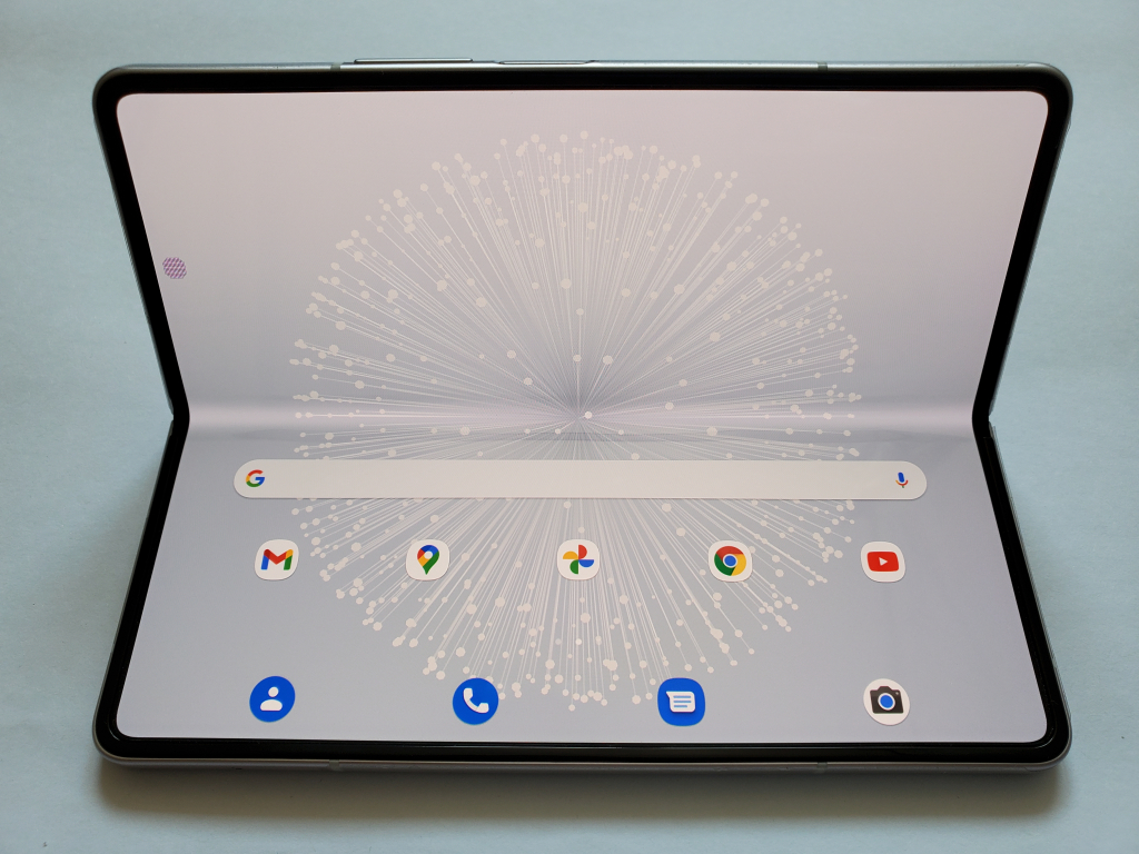 A photo showing the visible crease on a foldable tablet