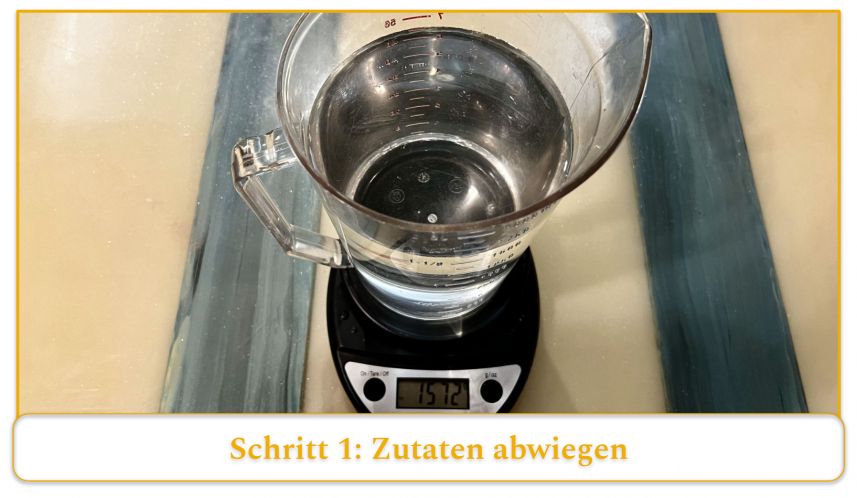 step 1 of making cold brew coffee; weigh your ingredients