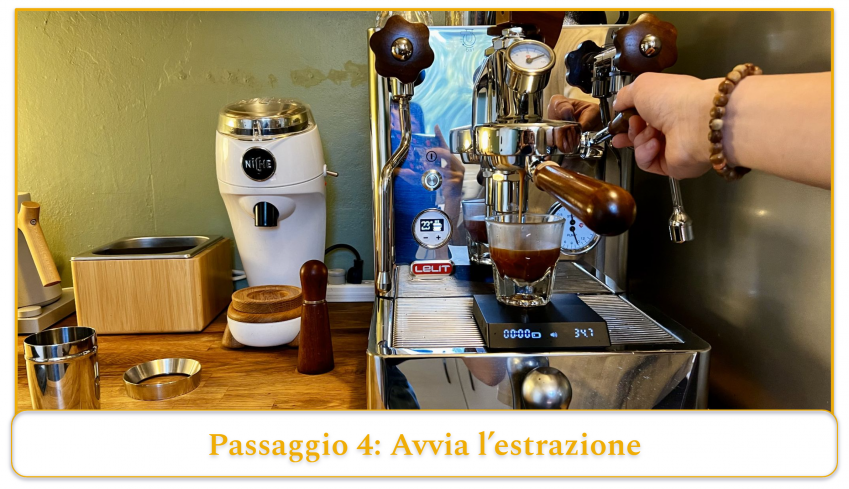step 4 of using an espresso machine; brewing your espresso