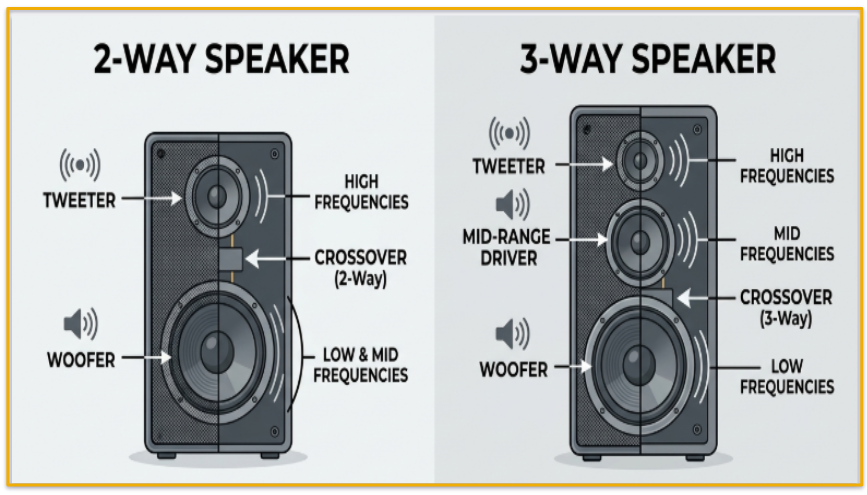 Comparison of 2-way vs. 3-way speakers