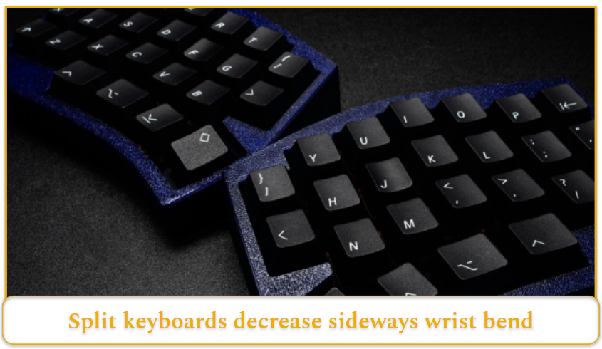 Split keyboard on black background
