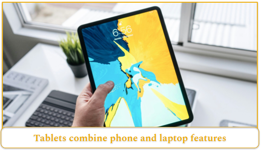 A person holding a tablet