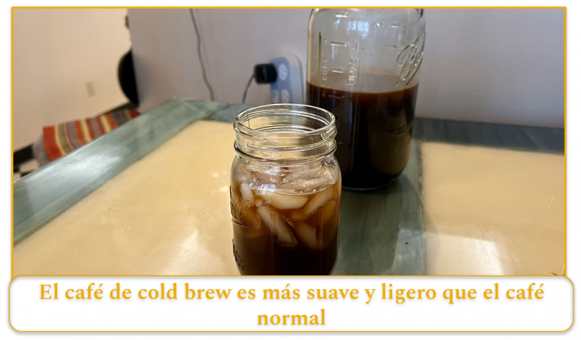 cold brew coffee in a glass jar with ice